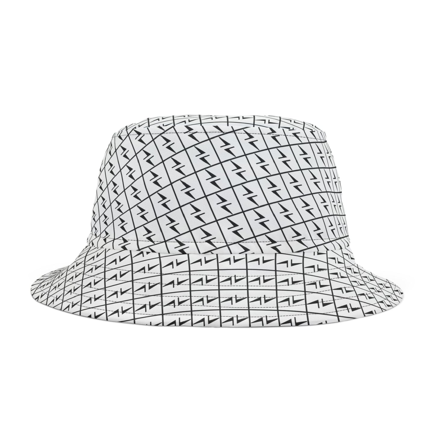 Lightning Bolt Bucket Hat, Thunder Pattern Cap, USA-Made White & Black Headwear, Polyester Hat, Hekili Design