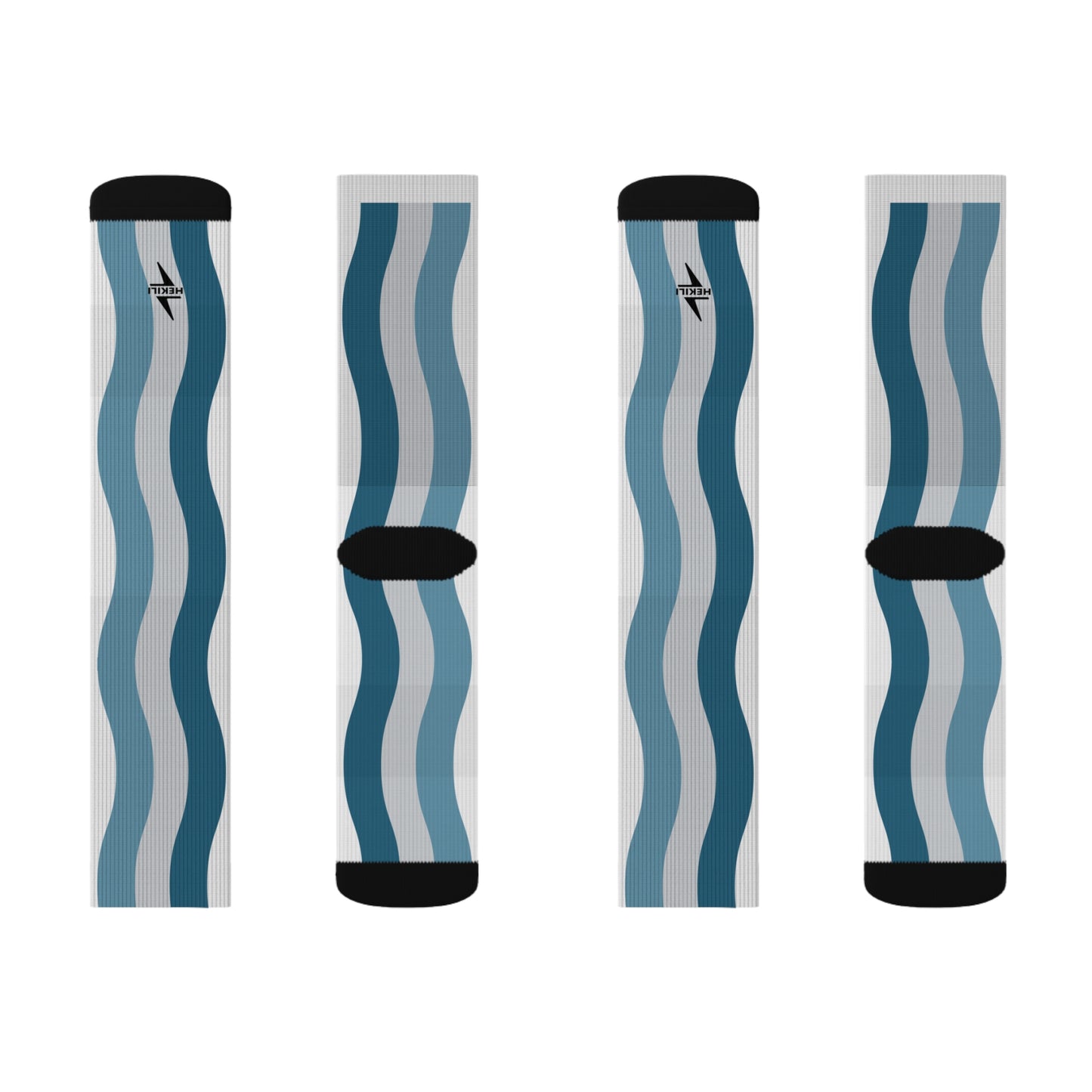 Hekili Thunder Wave Sublimation Socks | Beach and Ocean Inspired, Comfortable Unisex Polyester Blend, All-Over Print Socks, Gift for Ocean