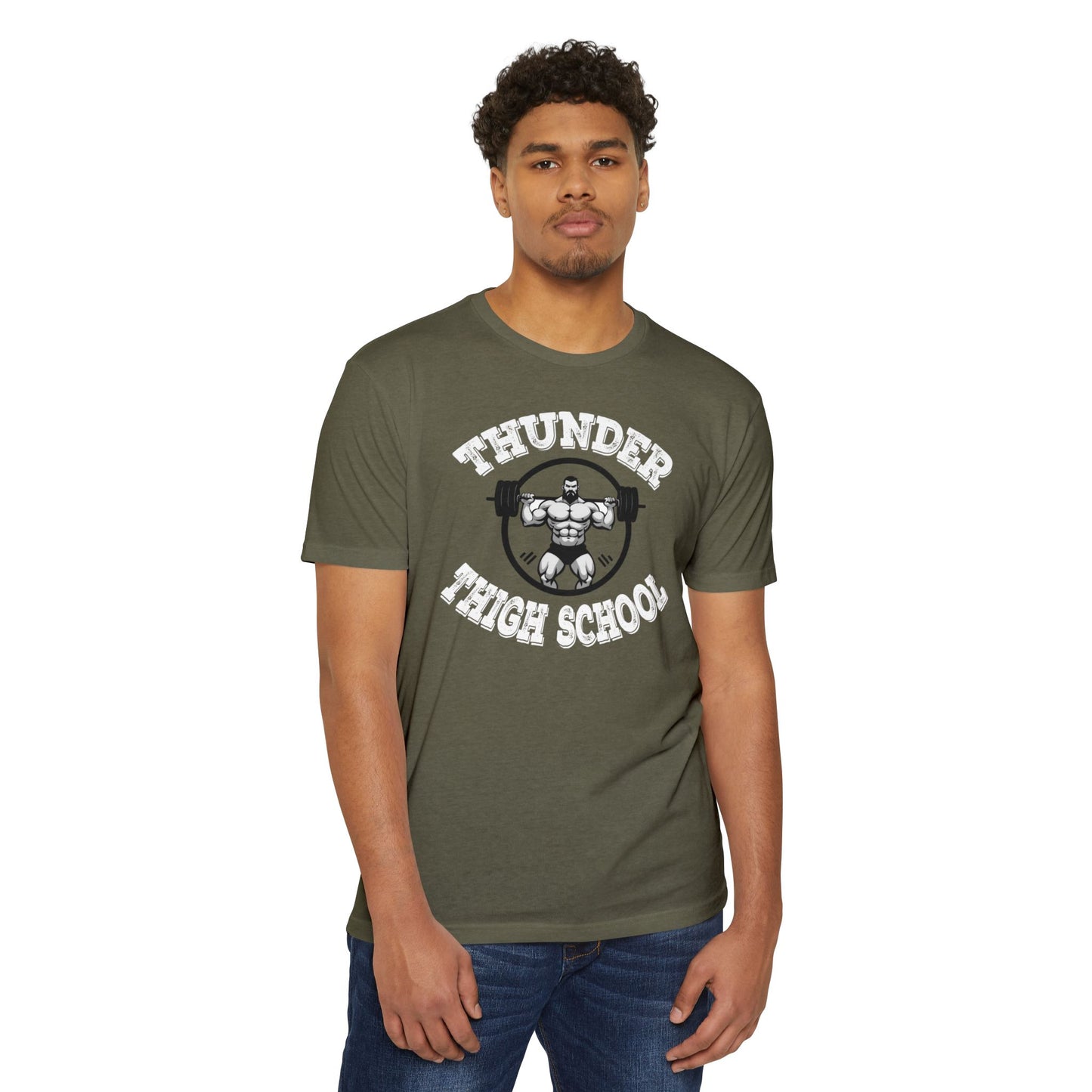 Thunder Thigh School Gym T-Shirt | Funny Workout Tee | Soft 60/40 Cotton Blend | Unisex Fitness Graphic Shirt