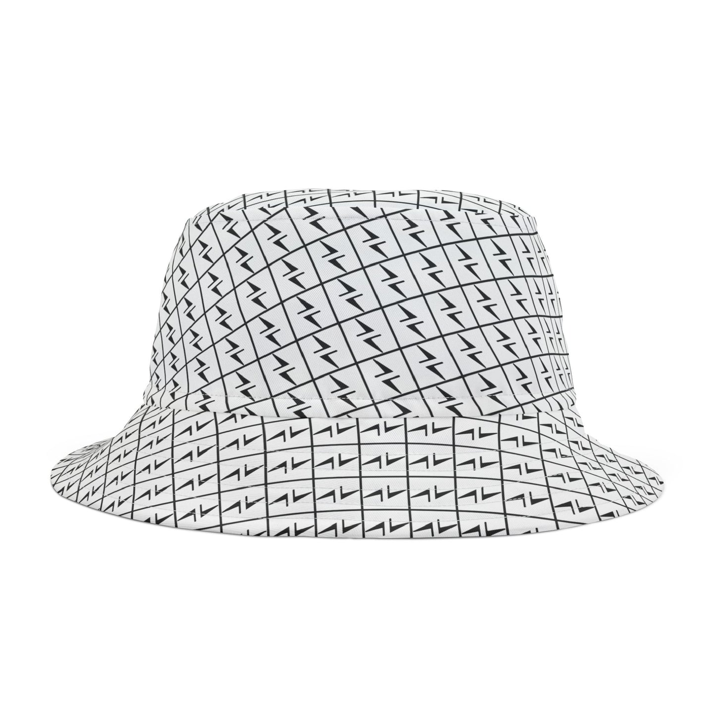 Lightning Bolt Bucket Hat, Thunder Pattern Cap, USA-Made White & Black Headwear, Polyester Hat, Hekili Design