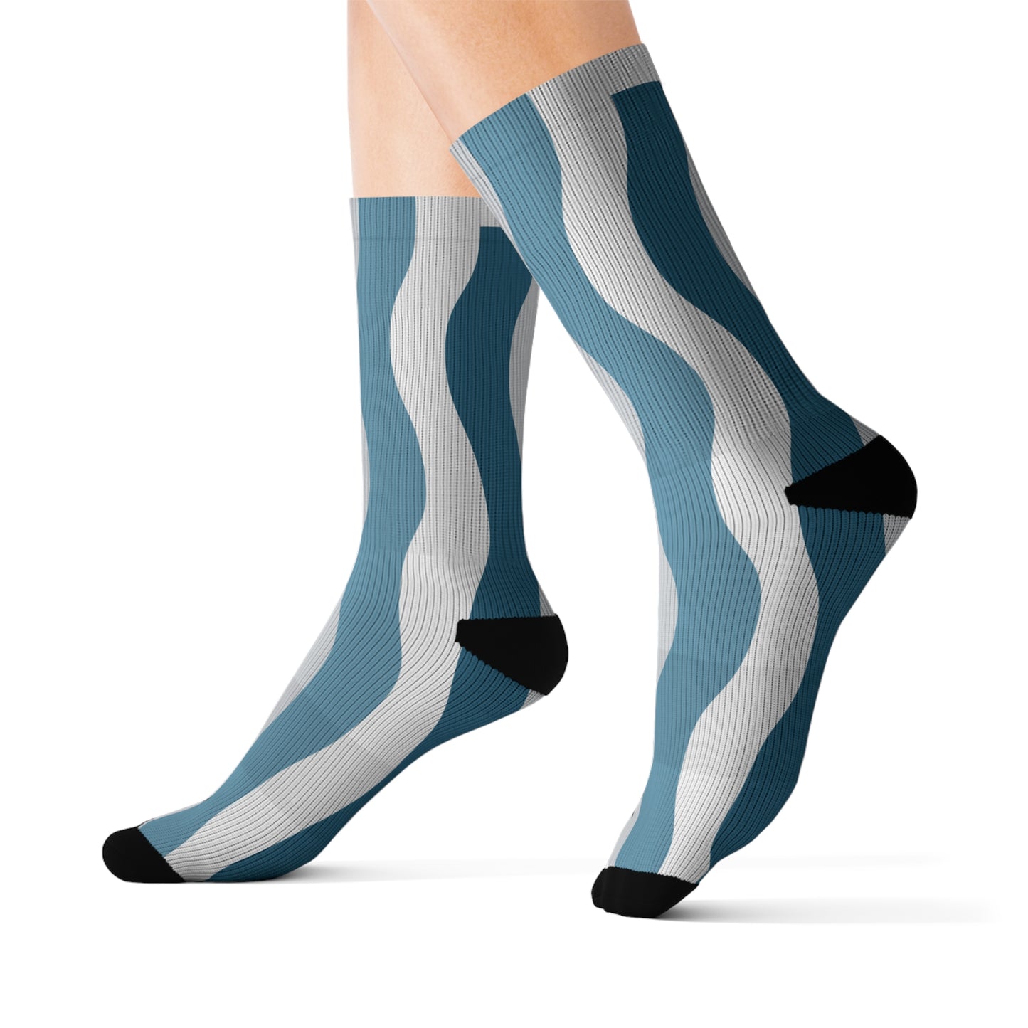 Hekili Thunder Wave Sublimation Socks | Beach and Ocean Inspired, Comfortable Unisex Polyester Blend, All-Over Print Socks, Gift for Ocean