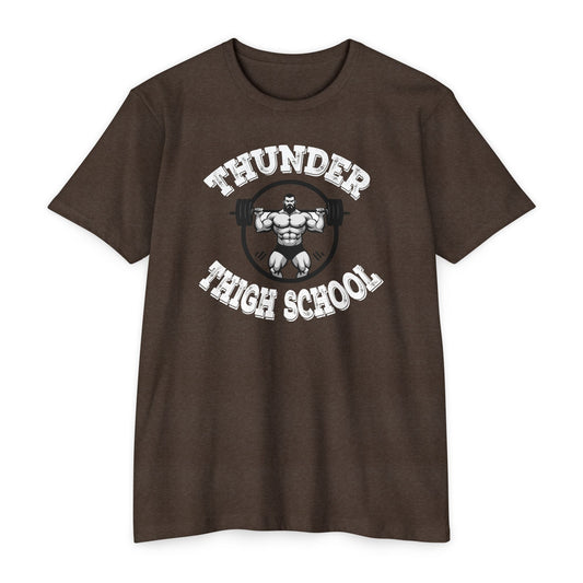 Thunder Thigh School Gym T-Shirt | Funny Workout Tee | Soft 60/40 Cotton Blend | Unisex Fitness Graphic Shirt